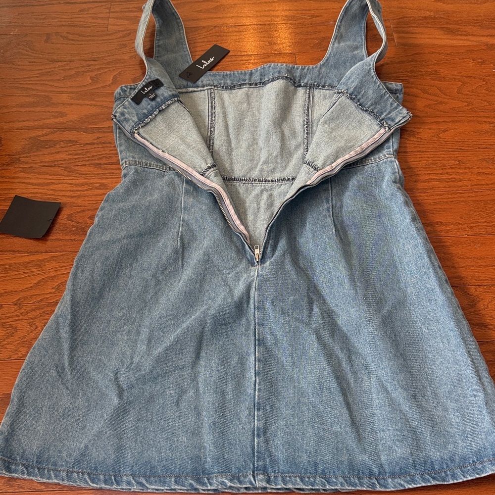 NWT Lulus denim jumper dress - Picture 6 of 6